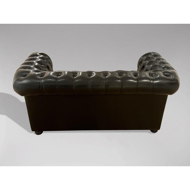 Black Leather Chesterfield 2-Seater Sofa, 1960s For Sale - Image 3 of 8