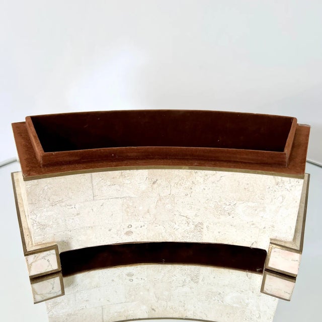 Beige Tessellated Box in Coral Stone With Brass Inlays by Casa Bique, C. 1970's For Sale - Image 8 of 11