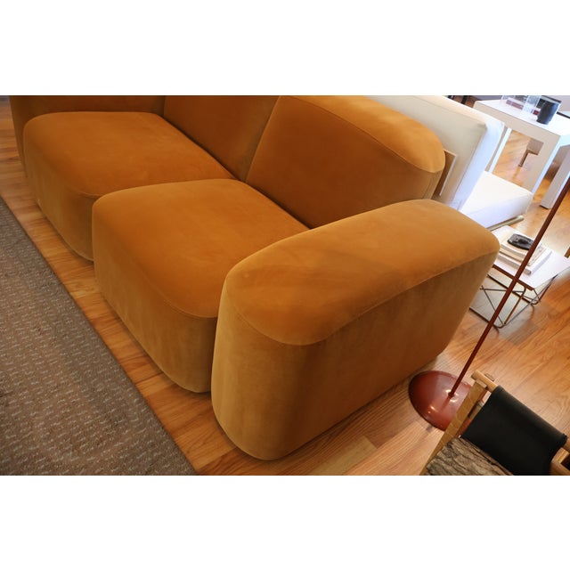 Textile Sarah Ellison "Muse" 4-Piece Modular Sofa, Cognac Velvet For Sale - Image 7 of 12