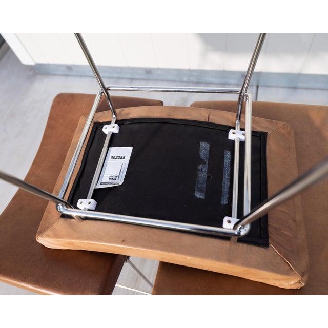 Fernando Jaeger "Bienal" Leather & Chrome Stools Made in Brazil - Set of 3 For Sale - Image 13 of 15