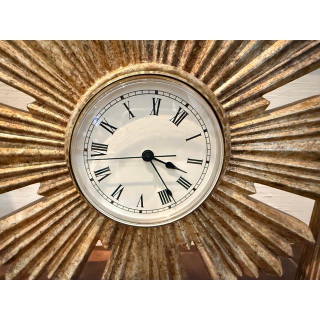 Maitland Smith Giltwood Starburst Sunburst Mantle Clock For Sale In New York - Image 6 of 8