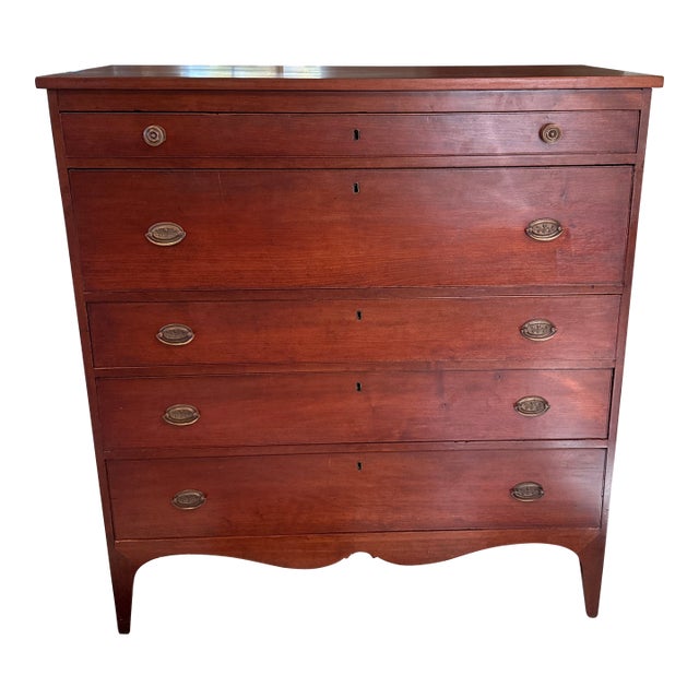 Handsome Large 18th Century Antique Cherry Hepplewhite Tall Dresser For Sale