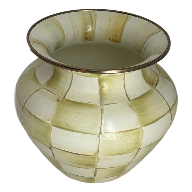 Mackenzie-Childs Parchment Check Metal Enamel Vase For Sale
