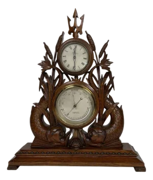 Carved Dolphyn Marine Barometer by Salom of London