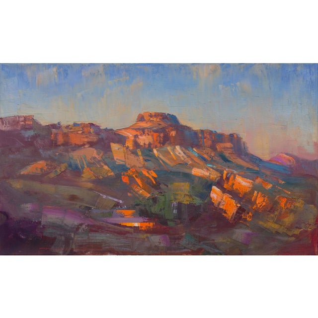 Mount Chambers by Richard Musgrave-Evans | Oil Painting of a rocky mountain landscape For Sale