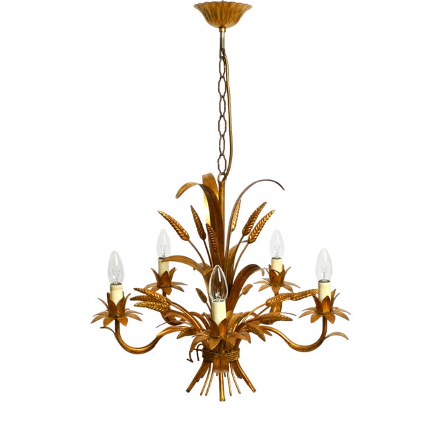 Vintage Gold-Plated Metal Chandelier from Hans Kögl, 1970s For Sale