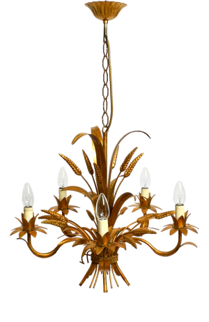 Vintage Gold-Plated Metal Chandelier from Hans Kögl, 1970s