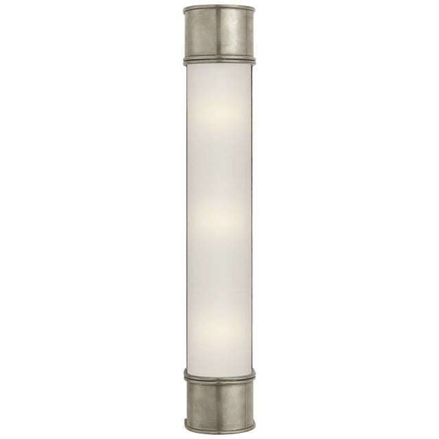 Chapman & Myers for Visual Comfort Signature Oxford 24" Bath Sconce in Antique Nickel with Frosted Glass For Sale