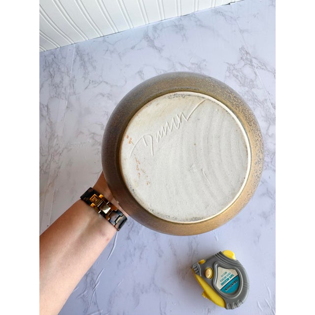 Mid 20th Century Signed Studio Pottery Vase – Handcrafted Brown Geometric Ceramic Art For Sale - Image 5 of 8