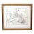 Vintage Brutalist Abstract Pencil Drawing Interior With Seated Nude Signed W. Jelinek For Sale