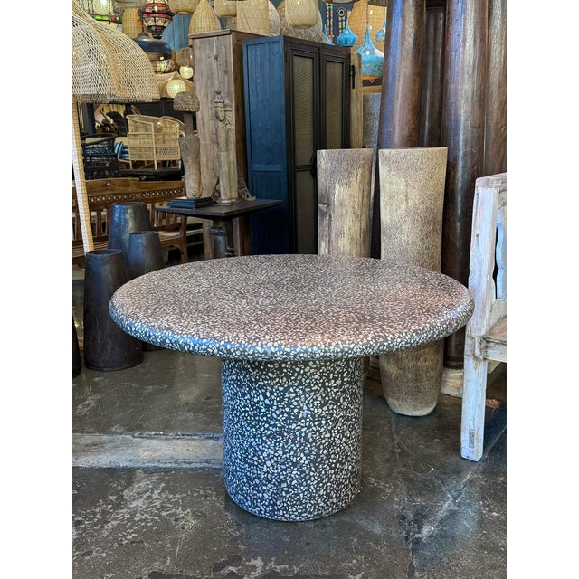 Black Round Black Terrazzo Outdoor Dining Table For Sale - Image 8 of 8