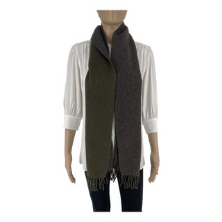 Late 20th Century Polo Ralph Lauren Grey & Green Wool Blend Scarf For Sale