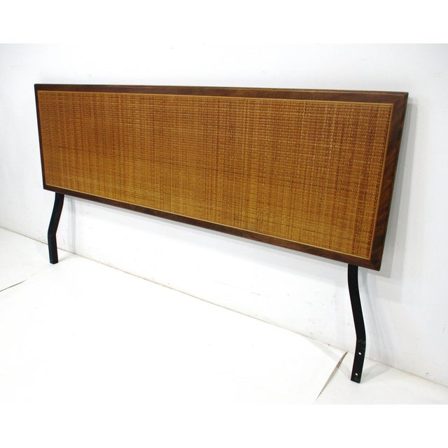 Mid-Century Modern Mid 20th Century George Nelson Full Sized Walnut Caned Headboard for Herman Miller For Sale - Image 3 of 10