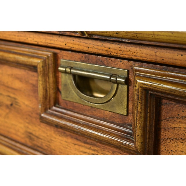 Brown Mid-Century Hollywood Regency Campaign Carved Walnut Faux Bamboo Nightstand by Stanley, Circa 1960s For Sale - Image 8 of 15