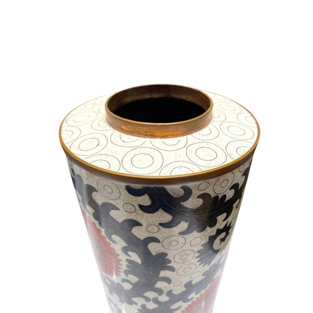 Ivory Fabienne Jouvin Paris Cloisonne Jar French Chinoiserie Large Canister Decor For Sale - Image 8 of 13