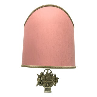 Fabric Fan Lampshade with Cast Fruit Decoration, 1950s For Sale