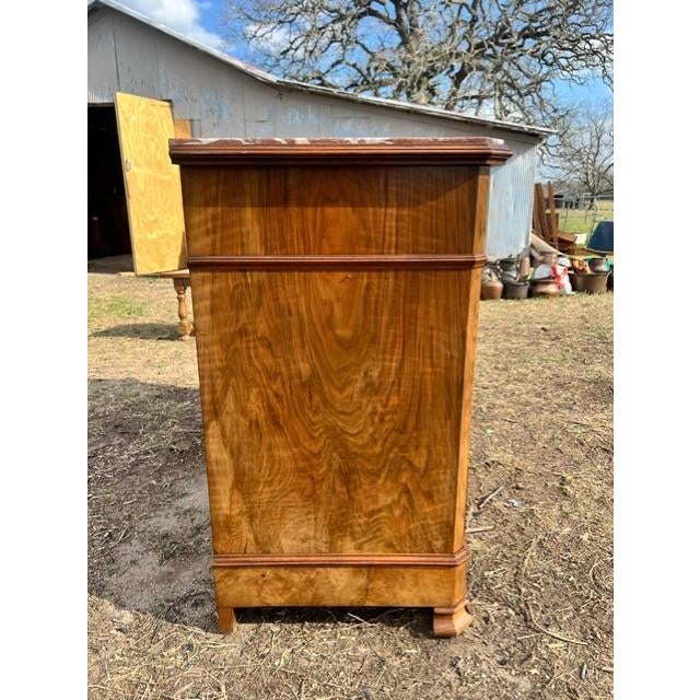 19th Century Louis Philippe Burl Walnut Marble Top Chest of Drawer / Commodes For Sale - Image 9 of 17