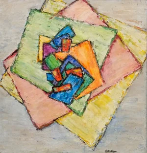 Vintage Betty Gilman Abstract Composition Oil Painting on Canvas