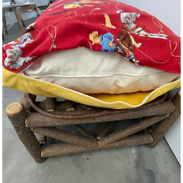 Vintage Adirondack Bench With Two-Sided Cushion For Sale - Image 4 of 5