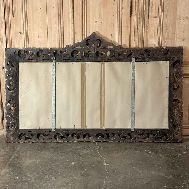 Grand Mid-Century Italian Baroque Pierced Giltwood Mirror For Sale - Image 15 of 15