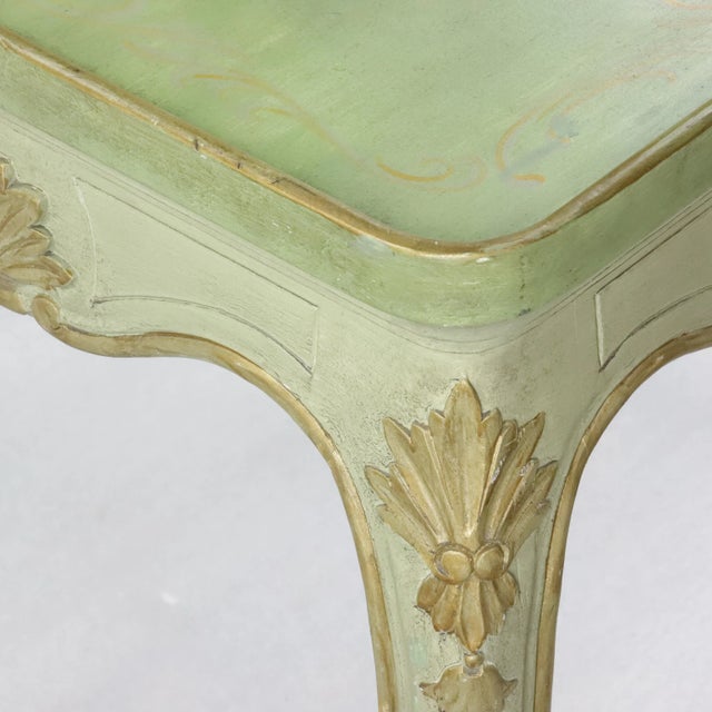 Wood Vintage Mint Green English Hand Carved Side Table For Sale - Image 7 of 13