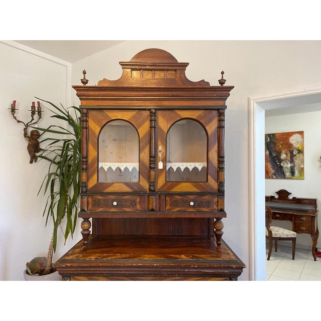 Wood Wilhelminian Style Kitchen Buffet Cabinet For Sale - Image 7 of 14