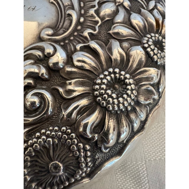 19th Century Art Nouveau Sterling Silver Repousse Hand Mirror For Sale - Image 4 of 11