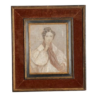 English Late 19th Century Portrait of a Lady, Unusual Frame For Sale