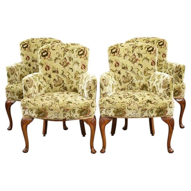 Queen Anne Walnut Armchairs, 1920, Set of 4 For Sale - Image 10 of 10