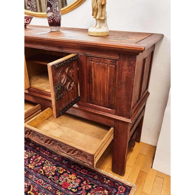 Wood Neo-Gothic Oak Chest of Drawers For Sale - Image 7 of 10