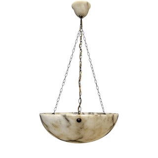 Art Deco Alabaster Bowl Pendant Lamp, 1920s For Sale