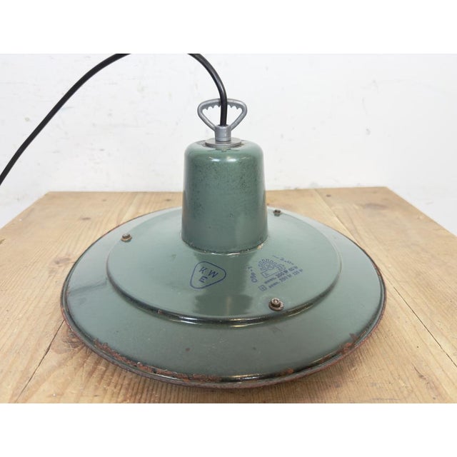 Industrial Green Enamel Cage Pendant Light, 1960s For Sale - Image 10 of 18