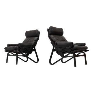 Bentwood and Leather Lounge Chair, 1970s For Sale
