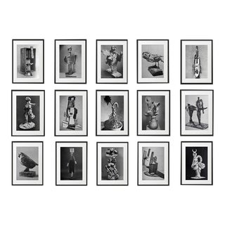 "Picasso's Sculptures #3" Contemporary Black and White Gallery Wall of Photographs, Framed - Set of 15 For Sale