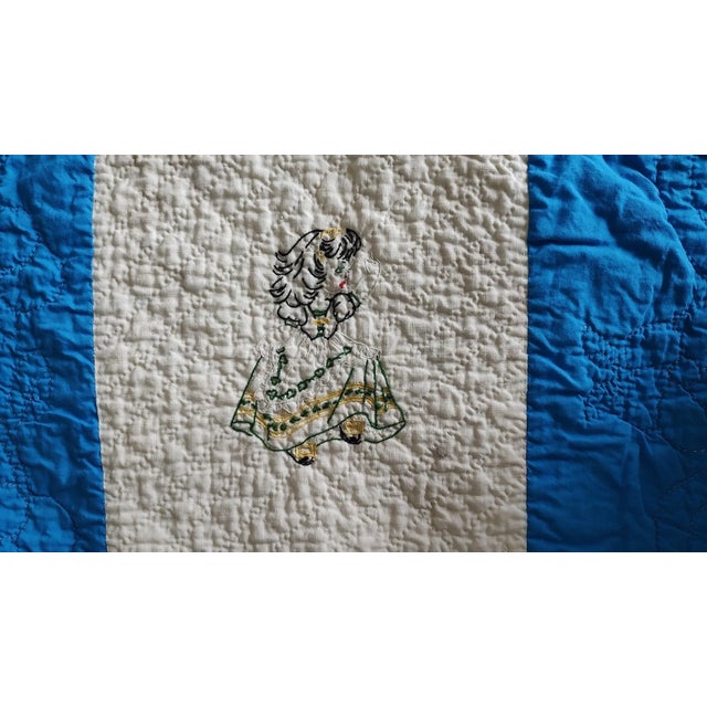 Textile 1940s Vintage Embroidered Quilt For Sale - Image 7 of 12