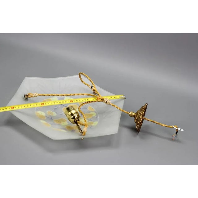 Art Deco Enameled and Frosted Glass Pendant Light from Loys Lucha, 1930s For Sale - Image 14 of 18