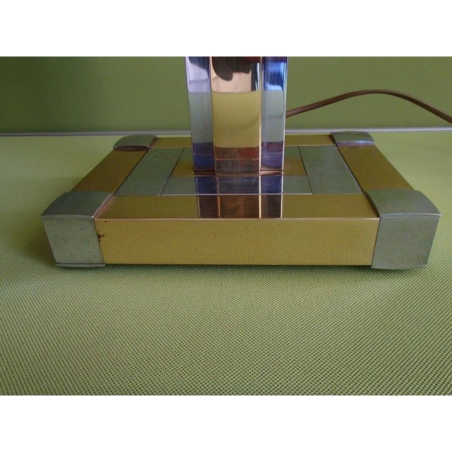 1970s Op Art Grey & White Chrome and Brass Table Lamp from Lumica, 1970 For Sale - Image 5 of 10