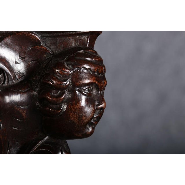 Baroque Cabinet Amsterdam Schapp, 5 Ebonized Columns, Pillow Fillings, Carved Chapters - Doors - Cornice, Secret Compartment, on High Feet, 1880 For Sale - Image 11 of 18