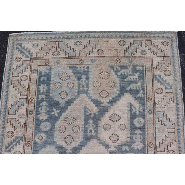 Afghanistan Tabriz Gallery Runner With Soft Blue Field and Ivory Motifs For Sale In Atlanta - Image 6 of 16