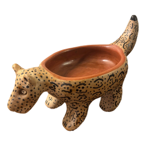 Brazilian Indigenous Waujá Waurá Handmade Jaguar Pottery Bowl