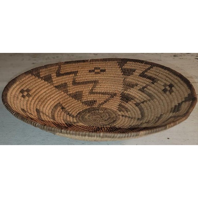 Mid 20th Century Mid 20th Century Geometric Pima Round Tray / Basket For Sale - Image 5 of 7