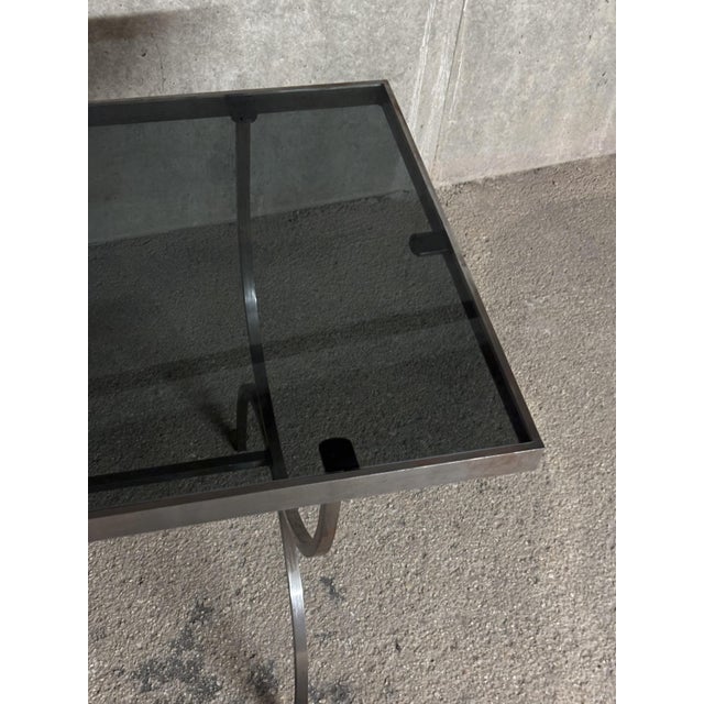 1970s Modernist Brushed Steel and Smoked Glass Console by Maria Pergay, 1970 For Sale - Image 5 of 7