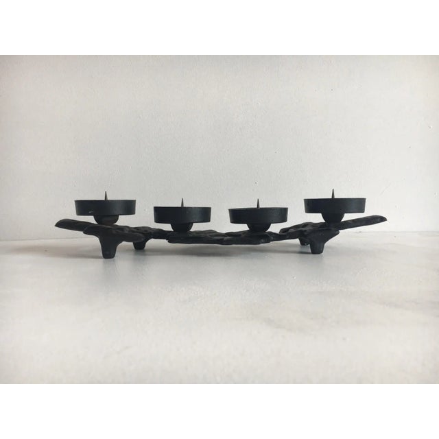 Metal Vintage Brutalist Candlestick in Cast Iron, 1970s For Sale - Image 7 of 12