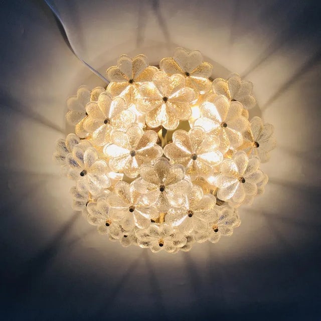 Large Mid-Century Modern Floral Ceiling Light in Murano Glass by Ernst Palme, Germany, 1970s For Sale - Image 11 of 14