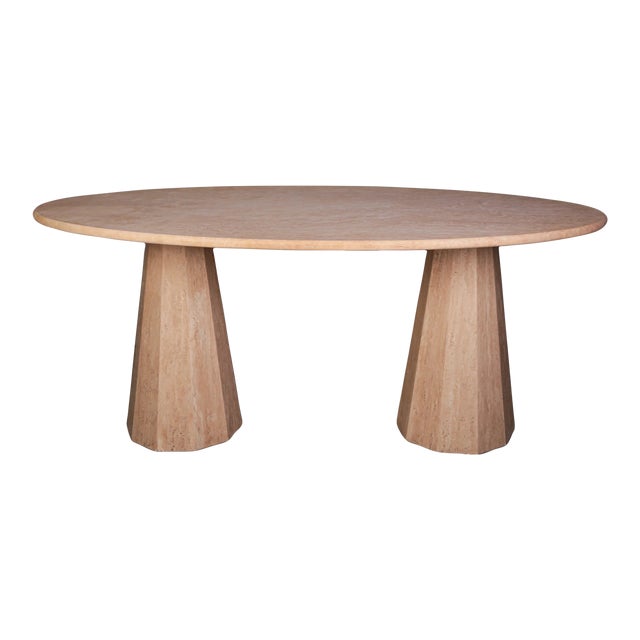 Cône Travertine Dining Table 78" For Sale