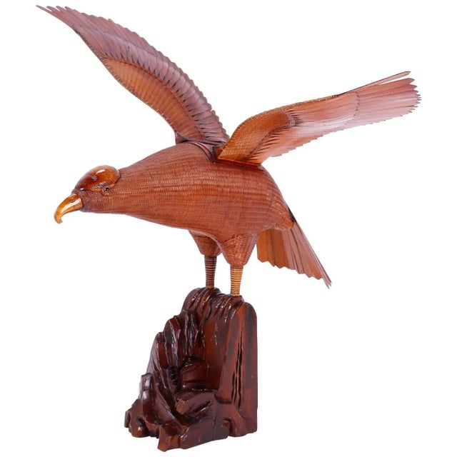 Brown Wicker Bird Sculpture For Sale - Image 8 of 8