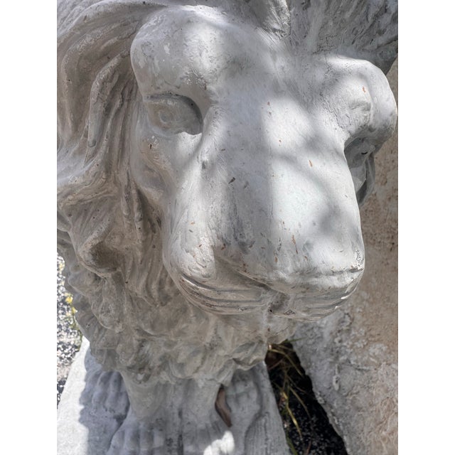 Late 20th Century Pair of Weathered Concrete Garden Lions For Sale - Image 10 of 10
