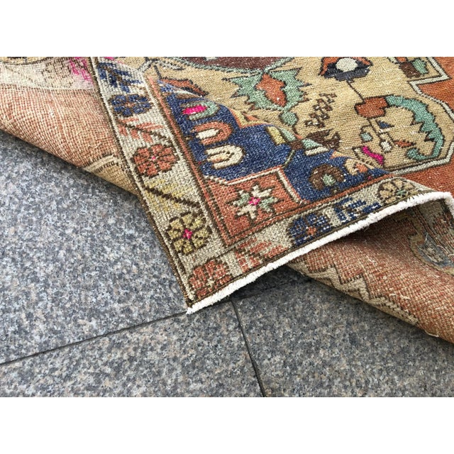 Turkish Oushak Peach Wool Rug - 4′1″ × 7′8″ For Sale - Image 4 of 11