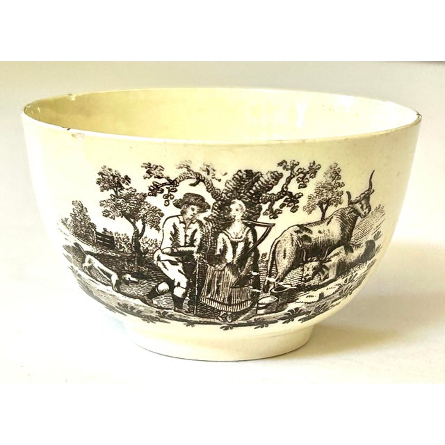 English 18th C. English Transfer Ware Teacup and Saucer For Sale - Image 3 of 8