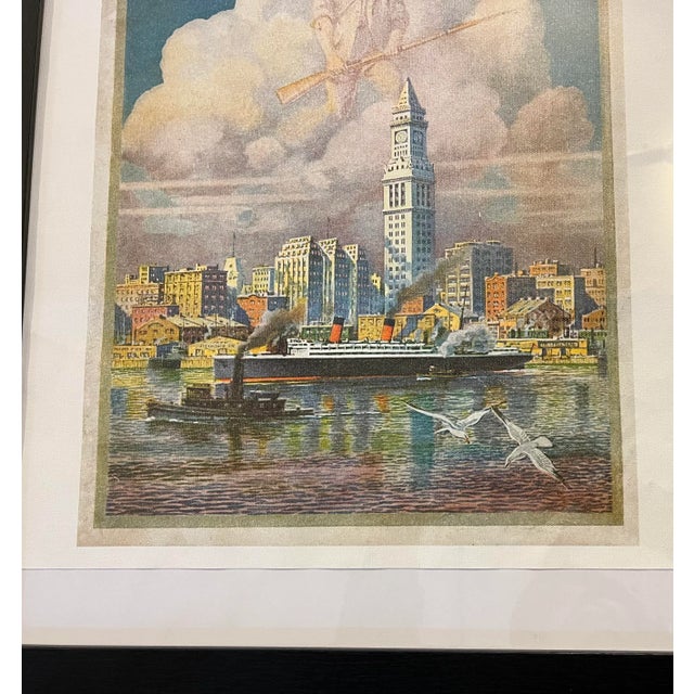 Blue Boston Massachusetts Reproduction Vintage Image Print on Canvas For Sale - Image 8 of 8